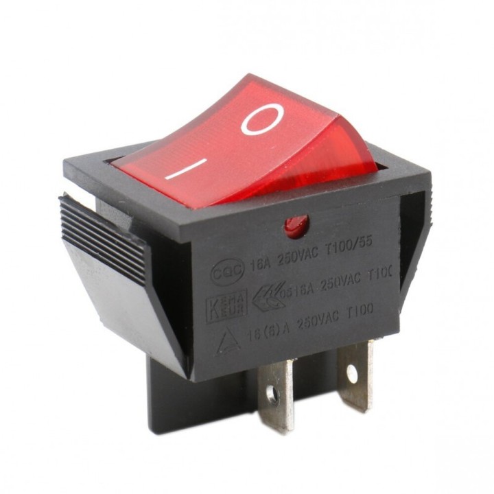 Red Luminous Bipolar Switch 16A 30X22Mm Standard