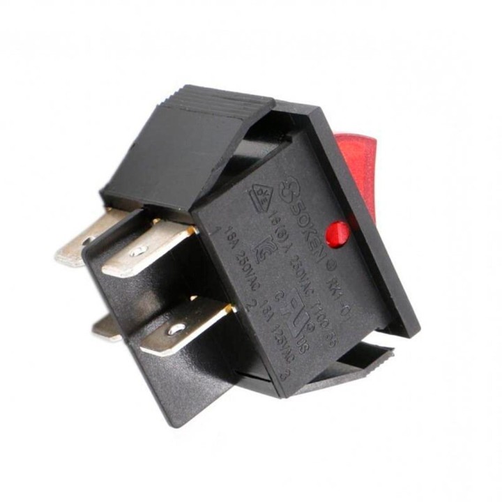 Interruttore Bipolare Luminoso Rosso 16A 30X22Mm Standard