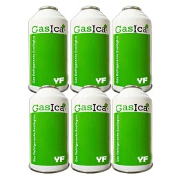 6 Botellas Gas Ecologico Gasica YF 171gr Sustituto R1234YF Freeze Organico