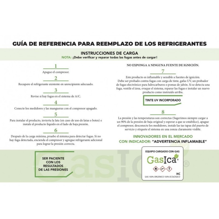 3 Botellas Gas Ecologico Gasica YF 171gr + Valvula + Manguera Sustituto R1234YF Freeze Organico