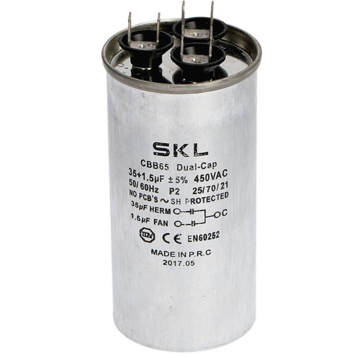 Kondensator 35 + 1,5 Μf 450 V Metall-Klimaanlage Standardarbeit