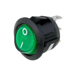 Interrupteur Bipolaire Lumineux Vert 20Mm 6A 250V 4 Faston 1.8Mm