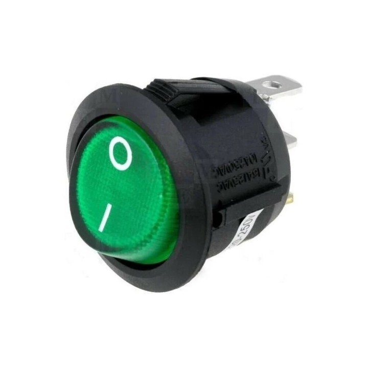 Grün Leuchtend Bipolar Schalter 20Mm 6A 250V 4 Faston 1.8Mm