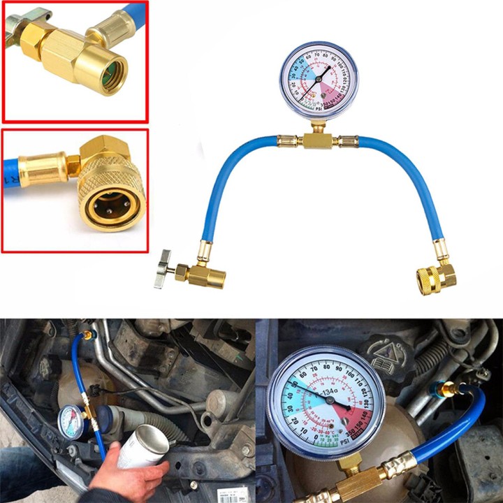 1 Blauer Schlauch Kältemittelfüllung Mit R134A Manometer Für Autoschlüssel 1/4