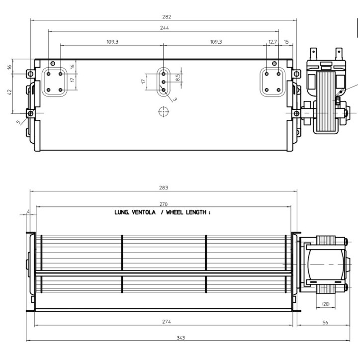 Tangential Fan 270Mm Left 220V 30W