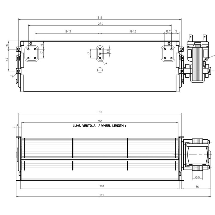 Tangential Fan 300Mm Left 220V 20W