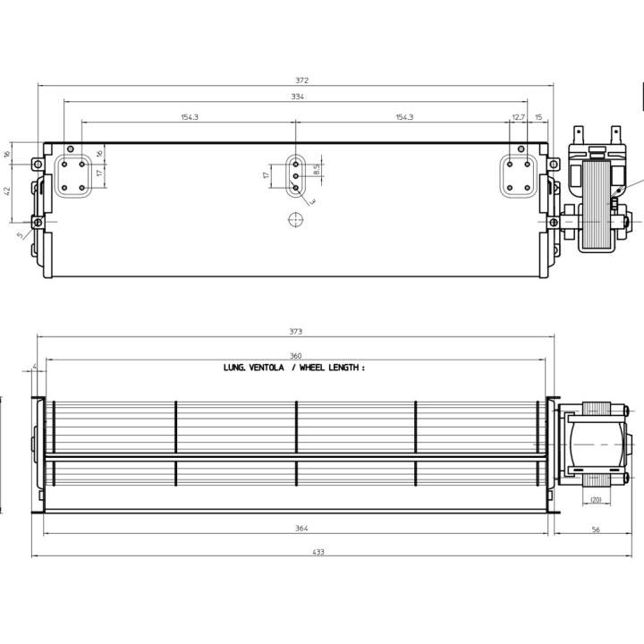 Tangential Fan 360Mm Left 220V 16W