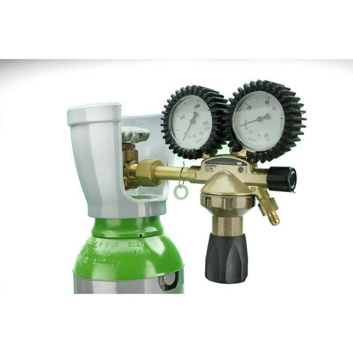 Trockene Stickstoffflasche 5 Liter + Hochdruck-Druckminderer
