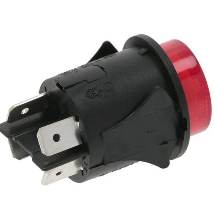 Pulsante Bipolare Luminoso Rosso 16A 250V Standard