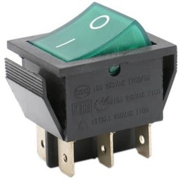 Interruttore Bipolare Luminoso Verde 25X31Mm 6 Faston Standard