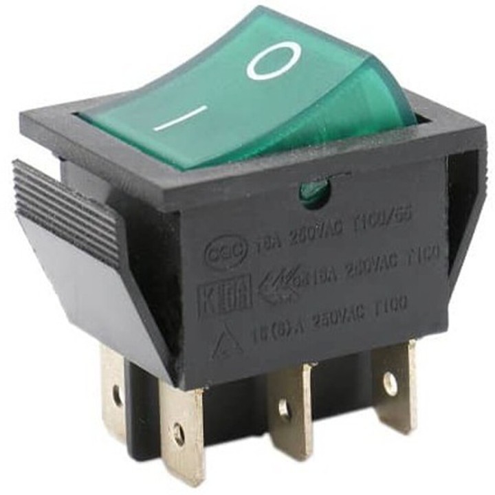 Green Luminous Bipolar Switch 25X31Mm 6 Faston Standard