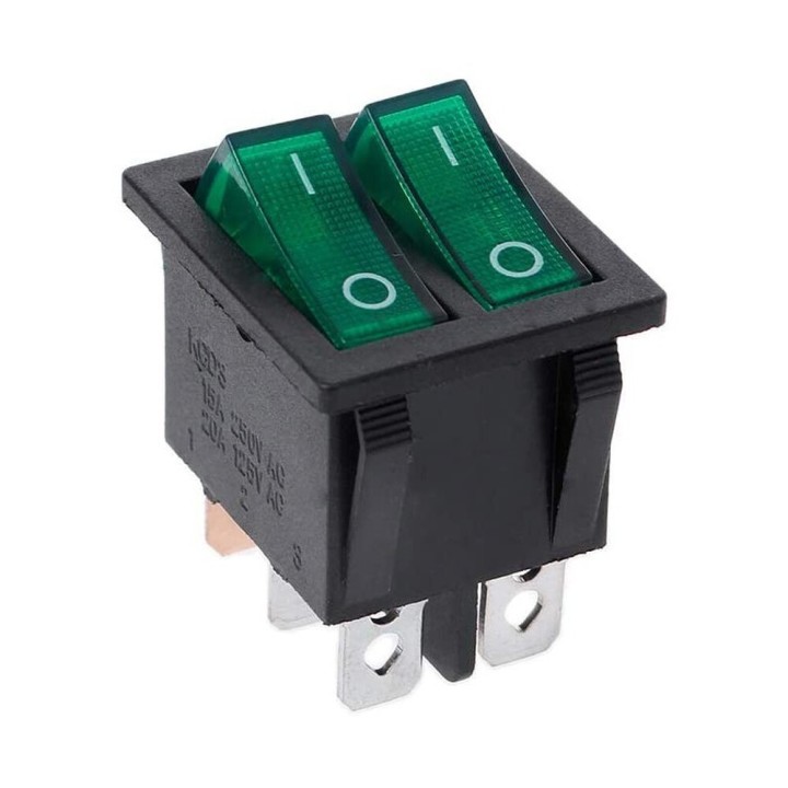 Double Switch Green Luminous 16A 250V Standard