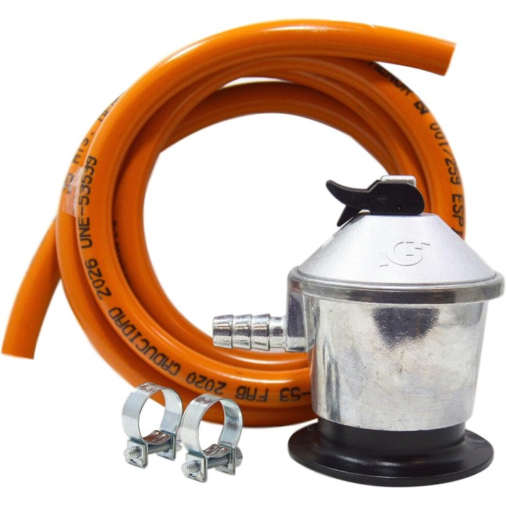 Kit Détendeur + Caoutchouc Butane Et Pinces 30Gr Homologué Domestique