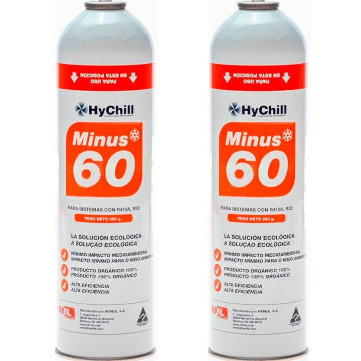 2 Bombole Gas Minus 60 350Gr Sostituto R32, R410A Congelare Organico