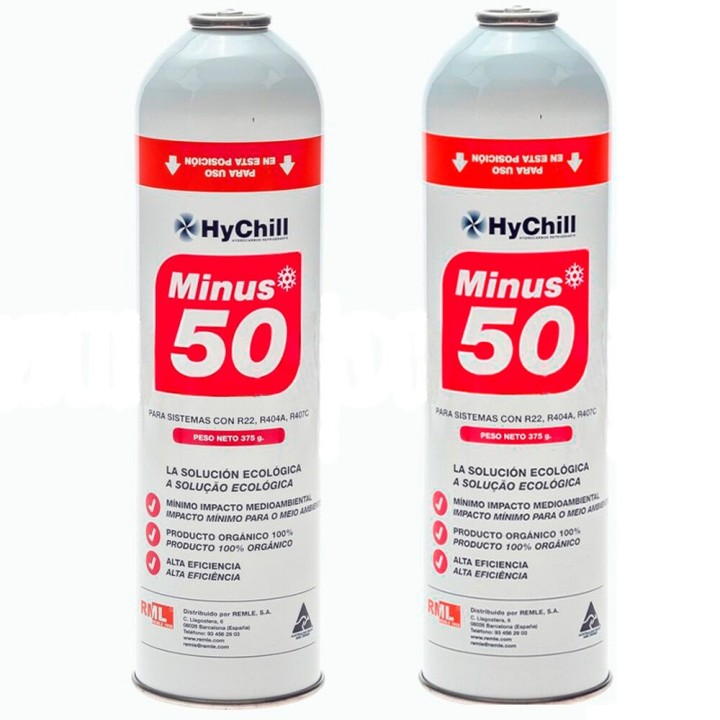 2 Bombole Gas Minus 50 375Gr Sostituto R22 R404A R407C R502 Freeze Organic