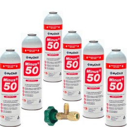 6 Gasflaschen Minus 50 375Gr + Ventilersatz R22 R404A R407C R502 Freeze Organic